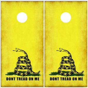 Paquete de 2 calcomanías de vinilo Cornhole Wraps Don't Tread on Me Gadsden Flags AMARILLO RÚSTICO - Imagen 1 de 2