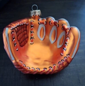 NIB Christmas By Krebs Blown Glass Softball Glove/Mitt Christmas Ornament  - Picture 1 of 12