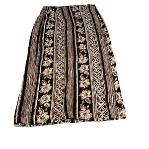 Vtg L'Amadei DP Altomonte Skirt Sz 14 Black Floral Pattern Wrap Skirt Midi Maxi - Picture 1 of 12