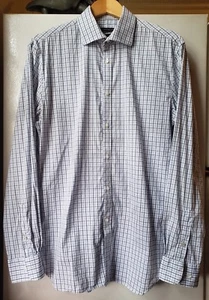 John Varvatos Star USA Slim Fit Stretch Plaid Dress Shirt 15 1/2 34-35 M Peace - Picture 1 of 6