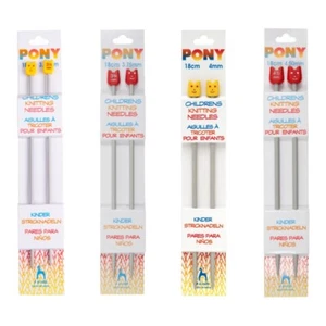 Pony Children's Knitting Needles Aluminium 3.25mm to 4.50mm 18cm Length - Picture 1 of 5