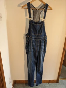 Fat Face stonewashed indigo blue soft stretch denim overalls dungarees, size 14 - Picture 1 of 6