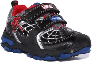 Geox J Buller X Spiderman Breathable Unisex Sneakers In Black Red US 1 - 4Y - Picture 1 of 12