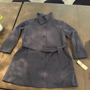 Lauren Ralph Lauren Womens Hooded Raincoat Trench Navy Size 1X Vintage Early2000 - Picture 1 of 16