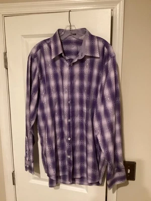 Bugatchi Uomo Shirt Mens XL Purple Print EUC - Image 1 of 3