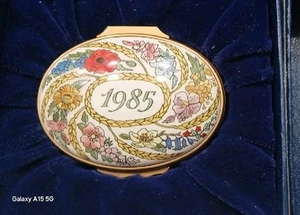 Halcyon Days 1985 esmaltes Inglaterra caja de baratija con bisagras un año para recordar - en caja - Imagen 1 de 6