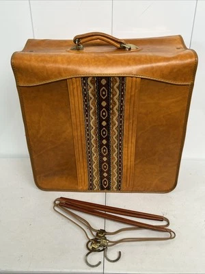 Vintage Large Bi-fold Garment Luggage Bag Brown Faux Leather (No Key) - Image 1 of 4