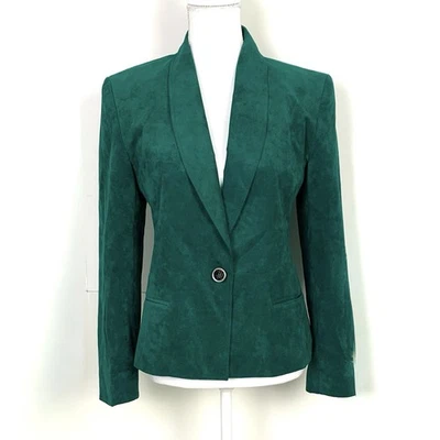 Blazer de gamuza sintética vintage para mujer talla 8 verde esmeralda bolsillo hombrera vacaciones Foto 1 de 4