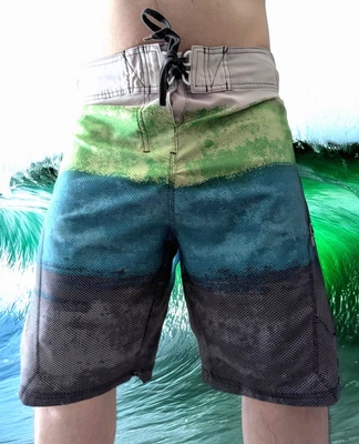 TRAJE DE BAÑO PARA HOMBRE BAÑADOR: Burnside Azul Verde Blanco Ombre Surf Safari Fade 34 Foto 1 de 4