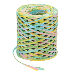 Raffia Ribbon, 120m/394ft Paper Ribbon(Pink/Green/Yellow/Blue) - Picture 1 of 6
