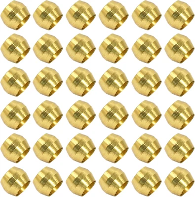 50 Pcs Brass Compression Fitting Ferrule Sleeve, 5/32" Tube OD Brass Compression - Image 1 of 4