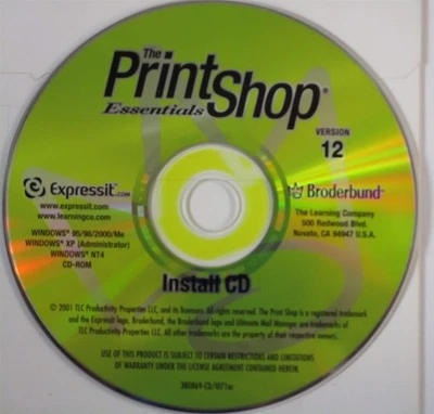 Software PC The Print Shop Essentials 12 Broderbund 2001 NEW SEALED Sleeve - Image 1 of 2