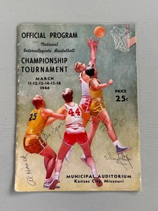 Vintage 1946 College Basketball National Tournament Program Kansas City signiert - Bild 1 von 13