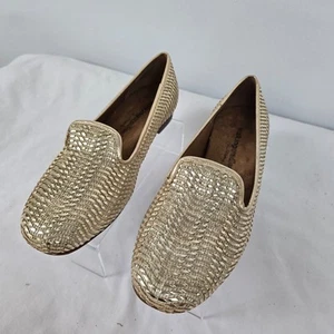 Walking Cradles Foster Flats Women's 9 Wide Slip On in Gold Woven W-139304 NIB - Picture 1 of 16