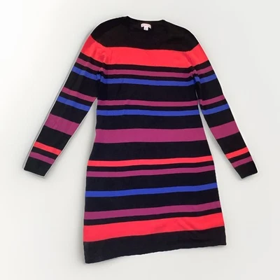 Vestido camisero elástico manga larga a rayas multicolor túnica Merona para mujer M Foto 1 de 4