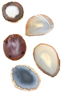 5 Agate Rock Slices Flat Cut Polished Crystals Coasters Natural Multi Colors - Picture 1 of 8