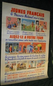 affiche ancienne Propagande Secours Populaire 1941 illustration Marianne Clouzot - Picture 1 of 11