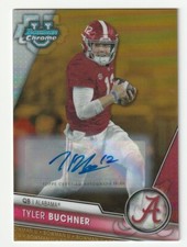 2023 Topps Bowman Chrome University Refractor Gold Tyler Buchner AUTO /50