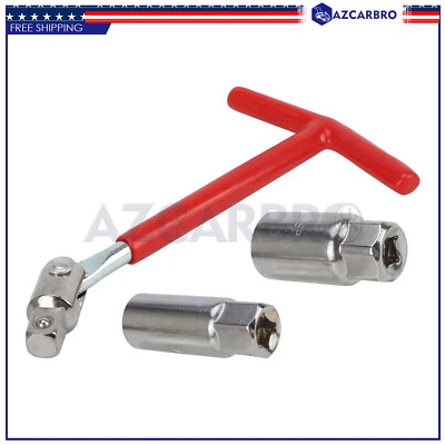 16mm & 21mm T-Handle Flexible Spanner Socket Wrench Set Spark Plug Removal Tool - Image 1 of 4