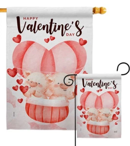 Piggy Love Garden Flag Springtime Valentine Decorative Gift Yard House Banner - Picture 1 of 19