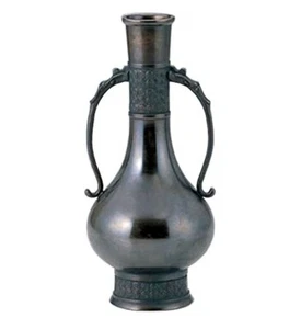 Vase Bronze Takaoka japanische traditionelle Handwerk Drachengriff mit Box Japan - Bild 1 von 4