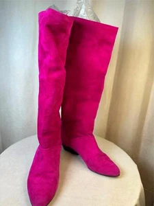BOTAS DE CUERO DE GAMUZA ROSA FUCSIA WALTER STEIGER ZAPATOS VINTAGE TALLA 37 - Imagen 1 de 14