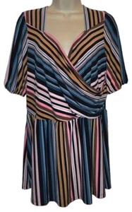 Lane Bryant Illusion Collection Multicolor Stretchy Blouse Top Size 14 / 16 NWT! - Picture 1 of 1