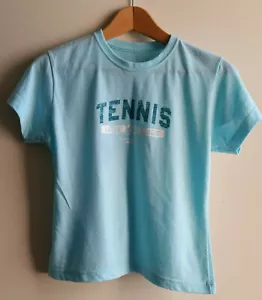 Camiseta de tenis atlético Adidas, azul claro, algodón poliéster, talla S, usada - Imagen 1 de 6