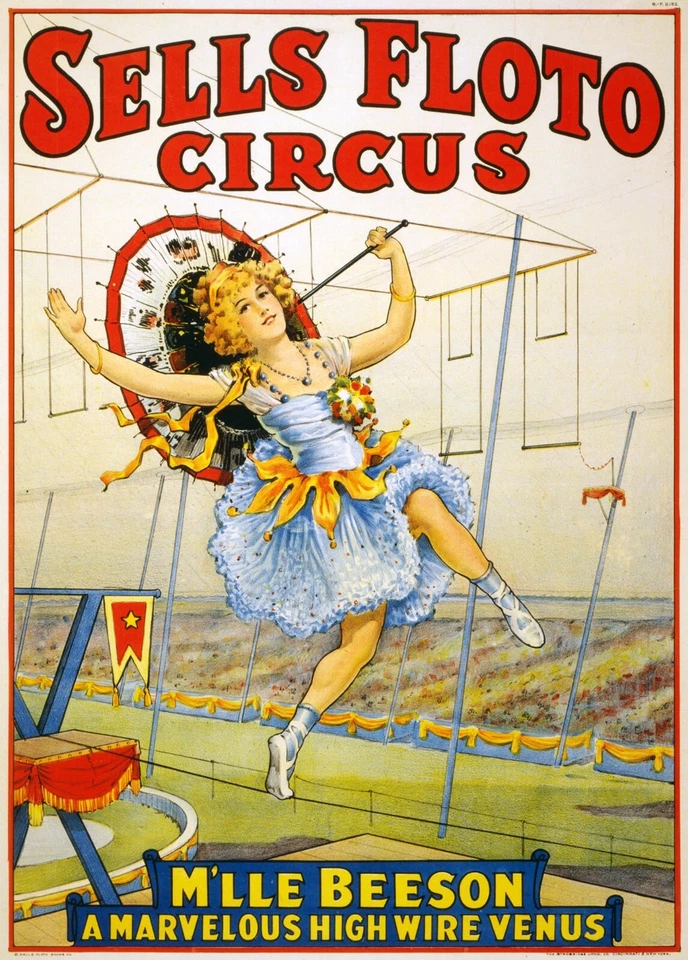 Circus advert - Vintage Framed Print - Wall Art Décor Canvas  (36" x 24") - Image 1 of 4