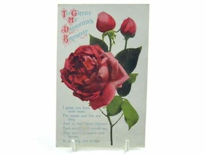 Antique printed postcard Birthday Card roses flowers Daughters Birthday - Picture 1 of 4