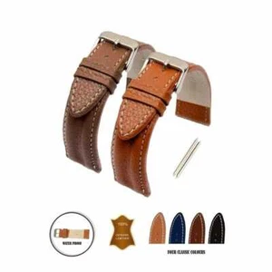 %100 Real LEATHER HANDMADE WATCH STRAP BAND BLACK BROWN TAN 18-20-22-24MM - Picture 1 of 6