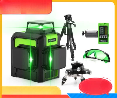 12Line3D Cross Line Laser Level Kit 360 Vertical Horizontal with Receiver Tripod - Image 1 of 4