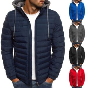 Hooded Padded Puffer Zip Up Jacket Quilted Coat Outdoor Winter Outwear
