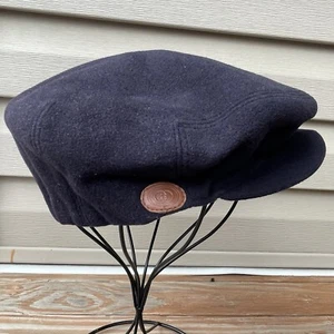 Vintage Gucci Wool Black Flat Cap Newsboy Cabbie with Snap Made in Italy 21 3/4” - Picture 1 of 11