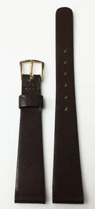 VINTAGE 13,5 MM SCHLICHT DUNKELBRAUN ECHT LEDER ARMBAND BAND GOLDFARBENE SCHNALLE NOS - Bild 1 von 6