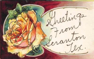 Scranton Texas Greetings Glitter Yellow Rose Postcard AA34336 - Picture 1 of 2