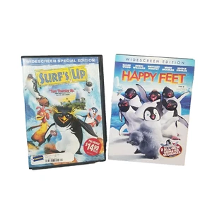 Penguins Movie Lot Happy Feet Widescreen Edition 2007 DVD, Surf's Up Tested. - Foto 1 di 12