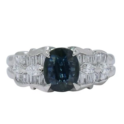 Anillo de diamantes de zafiro de 1,57 quilates de 0,80 quilates platino Pt900 EE. UU. 6,5 7,0 g Foto 1 de 4