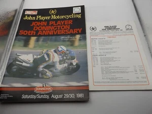 Programa Donington 1981 y tarjeta de carreras 30/8/81 - John Player 50 aniversario - Imagen 1 de 1