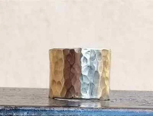 925 Sterlingsilber breites Band Statement Meditation Handarbeit Ring alle Größen-D-47 - Bild 1 von 12