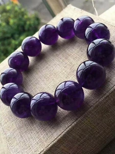 100% Genuine Natural 14mm Purple Amethyst Gemstone Beads Stretch Bracelet 7.5" - Picture 1 of 12