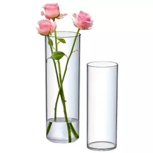 Acrylic Clear Durable Cylinder Vase Lightweight Plastic Designer Container* - Picture 1 of 20