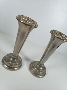 Vintage Pair Of Ianthe Of England Ornate Silver Plated Candle Stick Holders - Picture 1 of 17