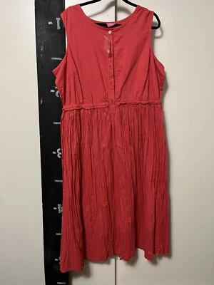 Woman Within Large Reddish Pink High Waist Sleeveless Dress Long Accordian skirt - Image 1 of 4