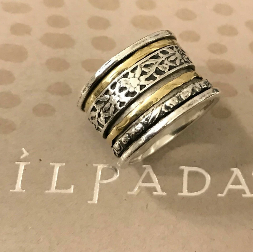 Anillo Giratorio Silpada R2293 Talla 7 Giratorio Plata de Ley 925 Oxidada y Latón Foto 1 de 4