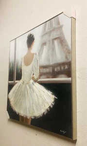 Canvas Wall Art Moderen Paris Ballerina Hand Oil Painting with Framed - Picture 1 of 3