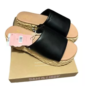 Sam & Libby’s Women’s Ingrid Espadrille Platform Faux Leather Slides NWT - Picture 1 of 4