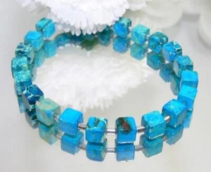 Armband Schmuck Edelstein Würfel Impression Jaspis petrol türkis marmoriert 213h - Bild 1 von 6
