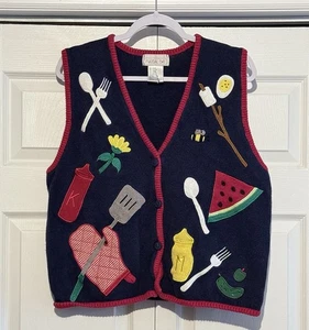 Vintage Mandal Bay Women’s Knit Sweater Vest Summer Picnic BBQ Cookout Size XL - Picture 1 of 9