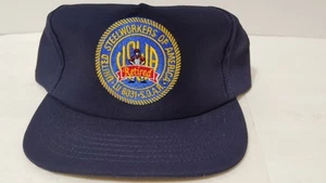 RETIRED USWA Vintage United Steel Workers Snapback Hat Cap Union Made USA NAVY - Picture 1 of 7